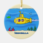 Happy U-Boot-Cartoon Keramik Ornament (Vorne)