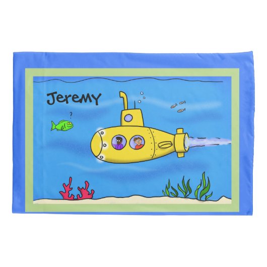 Happy U-Boot-Cartoon Kissenbezug (Rückseite)