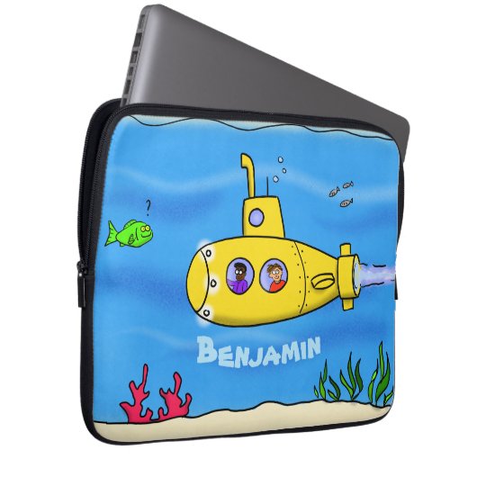 Happy U-Boot-Cartoon Laptopschutzhülle (Vorne Rechts)