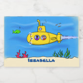 Happy U-Boot-Cartoon Lebensmitteletikett (Einzelnes Label)