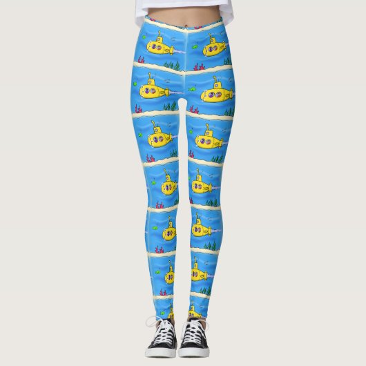Happy U-Boot-Cartoon Leggings (Vorderseite)