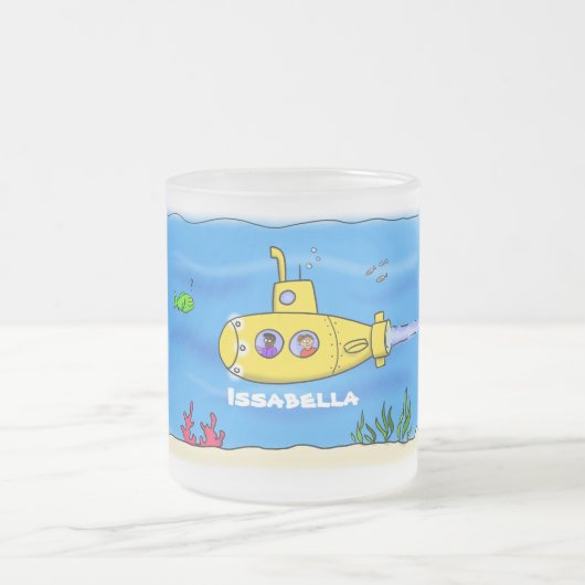Happy U-Boot-Cartoon Mattglastasse (Mittel)