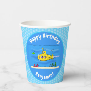 Happy U-Boot-Cartoon Pappbecher