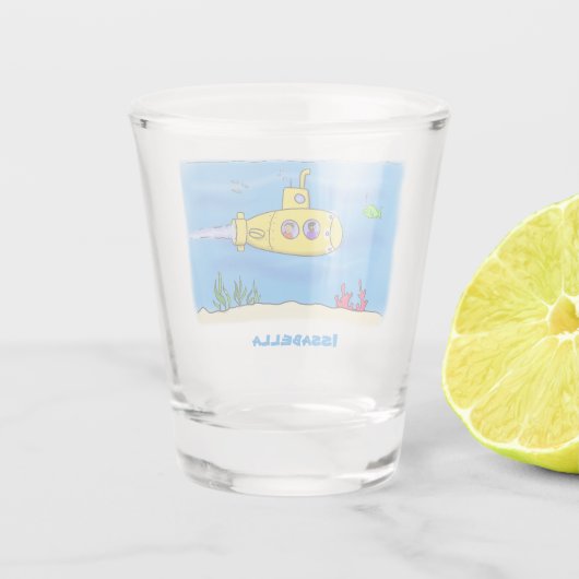 Happy U-Boot-Cartoon Schnapsglas (Rückseite)