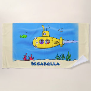 Happy U-Boot-Cartoon Strandtuch