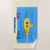 Happy U-Boot-Cartoon Strandtuch (Vorderseite)