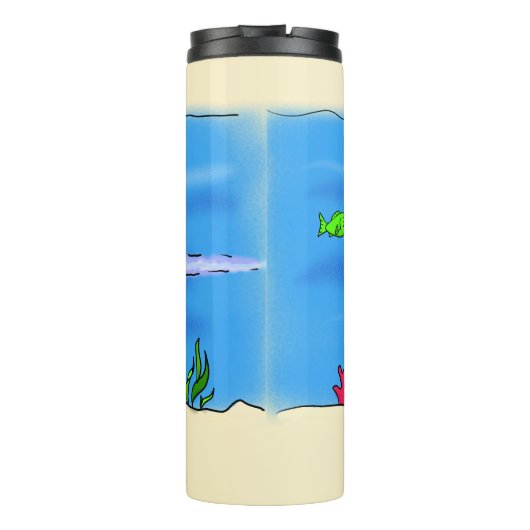 Happy U-Boot-Cartoon Thermosbecher (Rückseite)