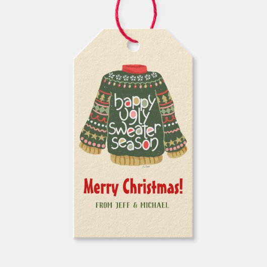 Happy Ugly Sweater Season Geschenkanhänger (Vorderseite)