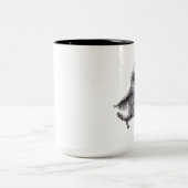 Happy Uhu mit roter Feder Zweifarbige Tasse (Mittel)