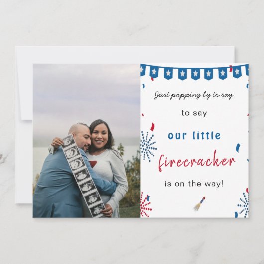 Happy Unabhängigkeit 4. july Baby schwanger Foto Ankündigung (Vorderseite)