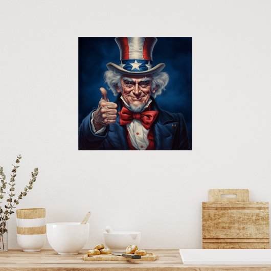 Happy Uncle Sam mit Thumbs Up Poster (Küche)