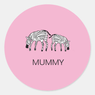 Happy und Niedlich Kenya Zebras Mummy Runder Aufkleber