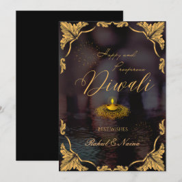 Happy und wohlhabend Diwali Elegant anpassbar Feiertagskarte