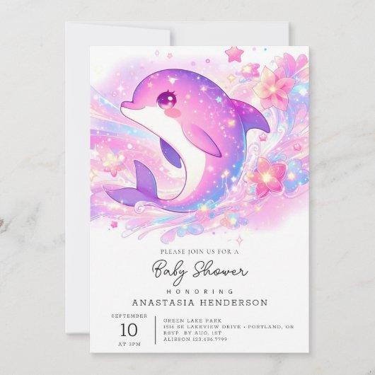 Happy Under the Sea Dolphin Baby Shower Einladung (Vorderseite)