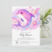 Happy Under the Sea Dolphin Baby Shower Einladung (Stehend Vorderseite)