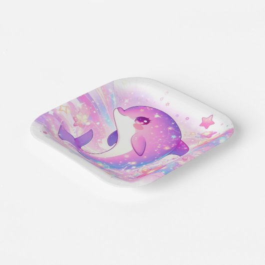 Happy Under the Sea Dolphin Baby Shower Pappteller (Gewinkelt)