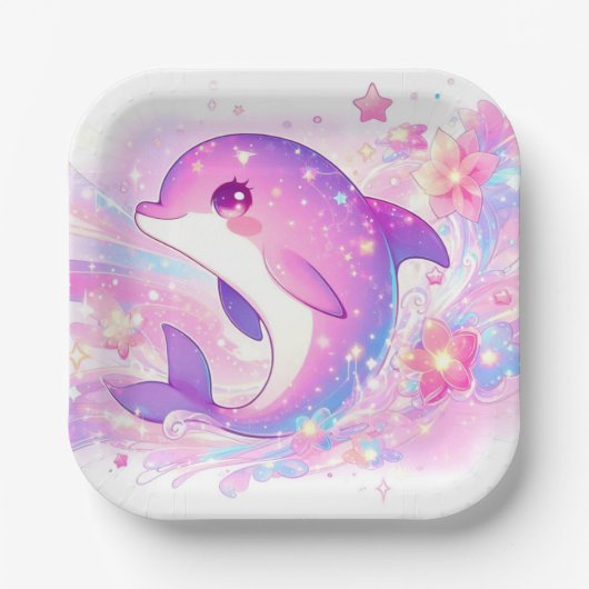 Happy Under the Sea Dolphin Baby Shower Pappteller (Vorderseite)