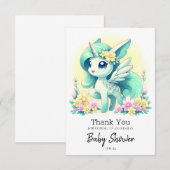 Happy Unicorn Baby Dusche Dankeskarte (Vorne/Hinten)