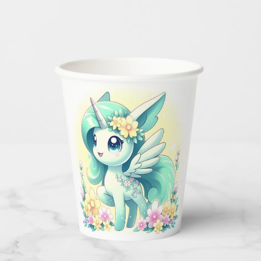 Happy Unicorn Baby Dusche Pappbecher (Vorderseite)