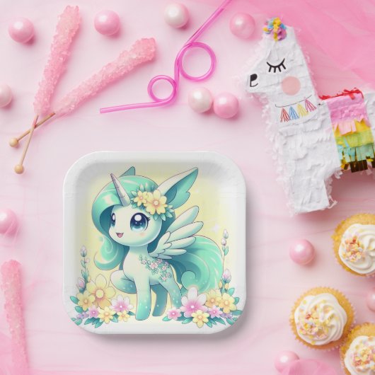 Happy Unicorn Baby Dusche Pappteller (Party)