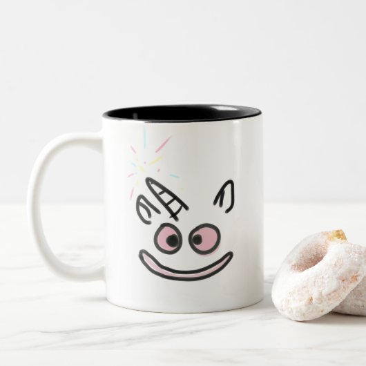 Happy Unicorn Friend Zweifarbige Tasse (Mit Donut)