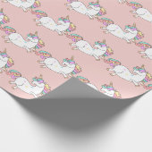 Happy Unicorn Horn Pink Candy Stars Baby Girly Geschenkpapier (Ecke)