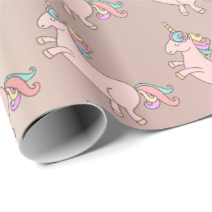 Happy Unicorn Horn Pink Candy Stars Kinderdusche Geschenkpapier