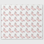 Happy Unicorn Horn Pink Candy Stars Kinderdusche Geschenkpapier (Flach)