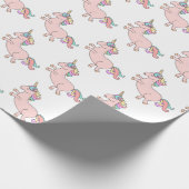 Happy Unicorn Horn Pink Candy Stars Kinderdusche Geschenkpapier (Ecke)