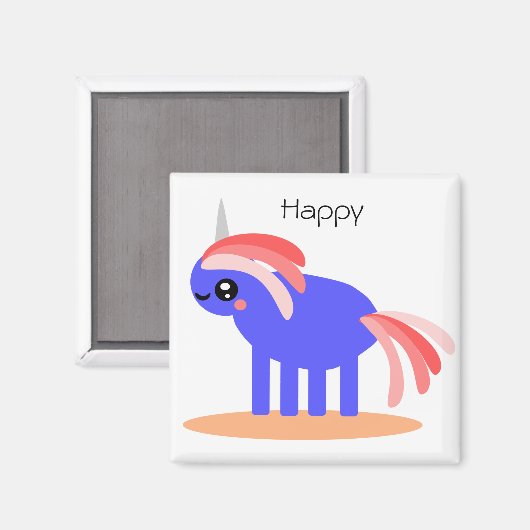 Happy Unicorn Magnet (Vorderseite/Rückseite)