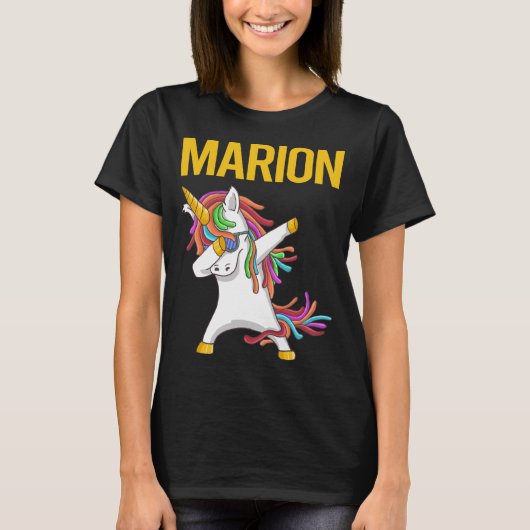 Happy Unicorn - Marion Name T-Shirt (Vorderseite)