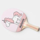 Happy Unicorn mit Pink Hair Personalisiert Girl's Tischtennis Schläger (Seitenansicht)