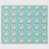 Happy Unicorn mit Regenbogenwolken und Blume Geschenkpapier (Flach)