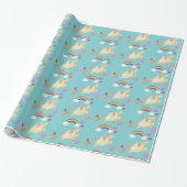 Happy Unicorn mit Regenbogenwolken und Blume Geschenkpapier (Ungerollt)