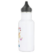 Happy Unicorn mit Regenbogenwolken und Blume Trinkflasche (Rechts)
