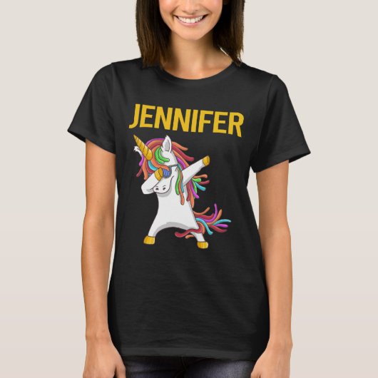 Happy Unicorn - Name Jennifer T-Shirt (Vorderseite)