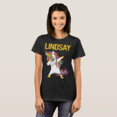 Happy Unicorn - Name Lindsay T-Shirt (Vorne ganz)