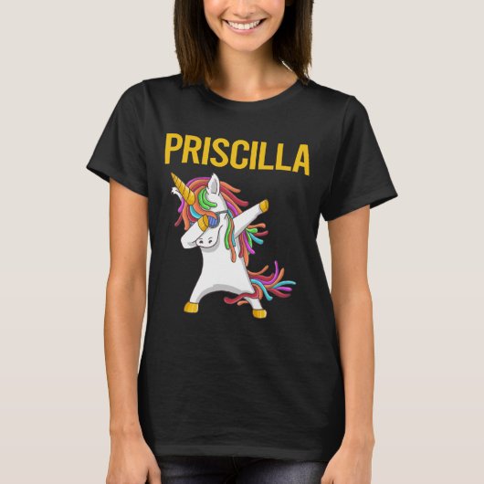 Happy Unicorn - Priscilla Name T-Shirt (Vorderseite)
