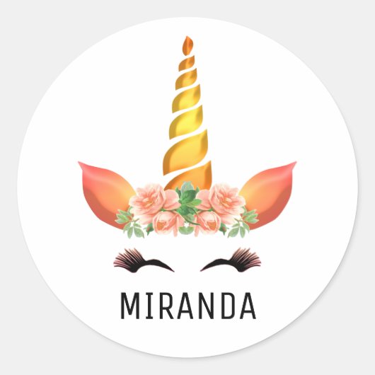 Happy Unicorn Runder Aufkleber (Vorderseite)