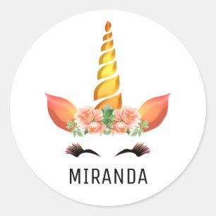 Happy Unicorn Runder Aufkleber