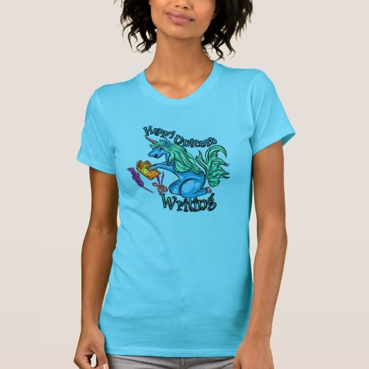 Happy Unicorn Writing T-Shirt (Vorderseite)