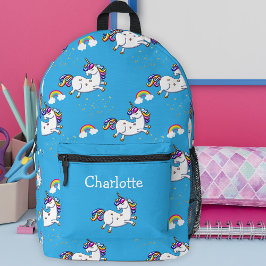Happy Unicorns in Sky Blue Bedruckter Rucksack