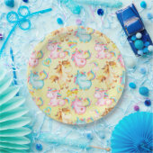 Happy Unicorns Pattern-Einhorn-Liebe in Gelb Pappteller (Party)