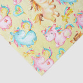 Happy Unicorns Pattern-Einhorn-Liebe in Gelb Seidenpapier (Ausschnitt)