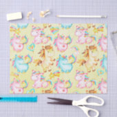 Happy Unicorns Pattern-Einhorn-Liebe in Gelb Seidenpapier (Handwerk)