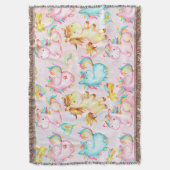 Happy Unicorns Pattern-Einhorn-Liebe in Rosa Decke (Vorderseite Vertikal)