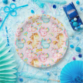 Happy Unicorns Pattern-Einhorn-Liebe in Rosa Pappteller (Party)