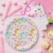 Happy Unicorns Pattern-Einhorn-Liebe in Rosa Pappteller (Party)
