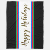 HAPPY URLAUB Schwarz-weiß Rote Streifen Fleecedecke (Vorderseite)