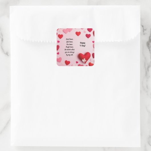 Happy V-Day Quadratischer Aufkleber (Tasche)